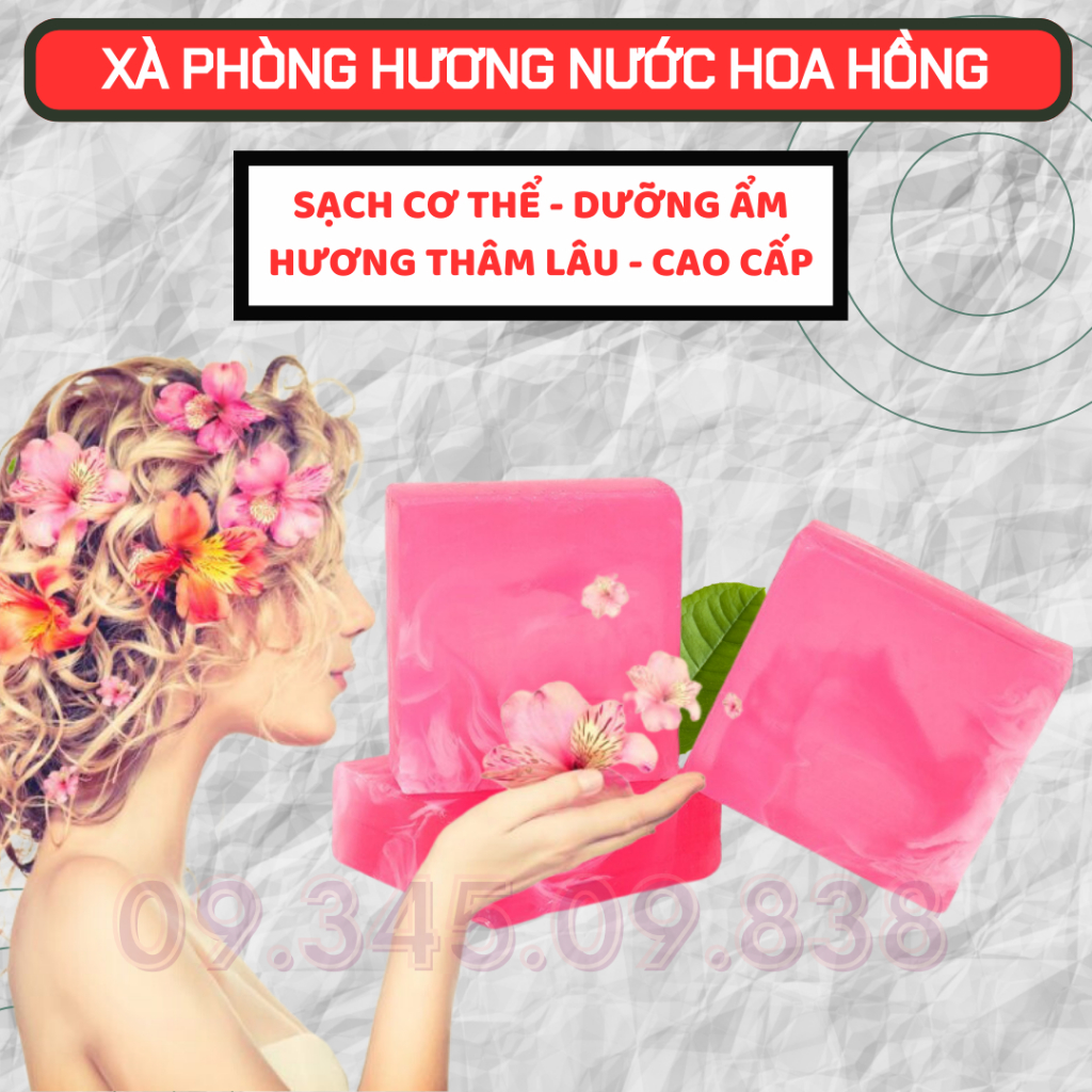 Xà phòng nước hoa hồng, cục xà bông nước hoa PHÁP giữ mùi cơ thể thơm lâu 8h Rose ESSENTIAL 80G