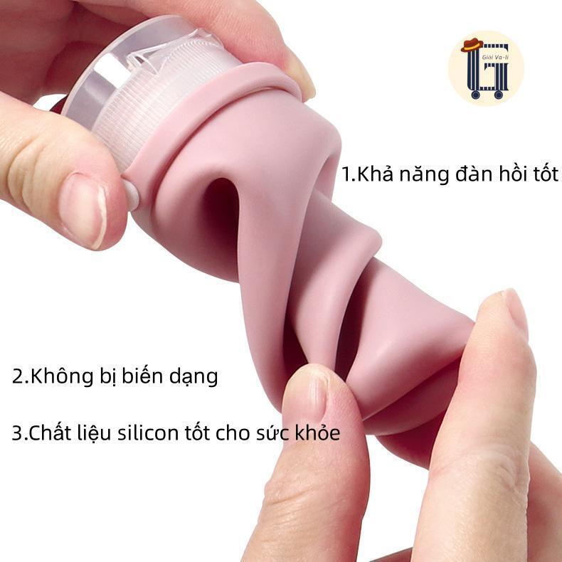 3 Chai Chiết Silicone,  Chiết Mỹ Phẩm Du Lịch Đựng Dầu Gội, Dầu Xã, Lọ Sữa Tắm Tiện Lợi Tái Sử Dụng