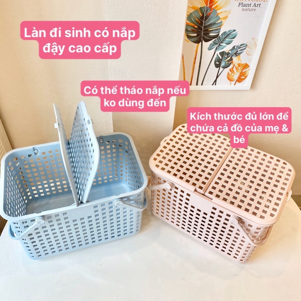 Làn đi sinh cho mẹ và bé nhật bản inochi loại giỏ xách quai giữa có nắp tiện dụng đựng quần áo