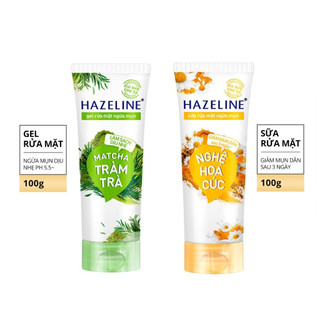 Sữa & Gel Rửa Mặt Hazeline Ngừa Mụn- Làm Sạch -Dịu Nhẹ Cho Da Sáng Rạng Ngời 100g