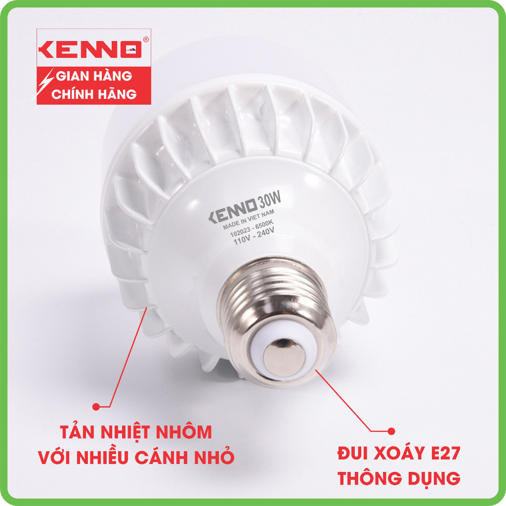 Đèn Led Bulb Trụ KENNO Nhôm Đúc Nguyên Khối Siêu Sáng Siêu Tiết Kiệm Điện 20W 30W 40W