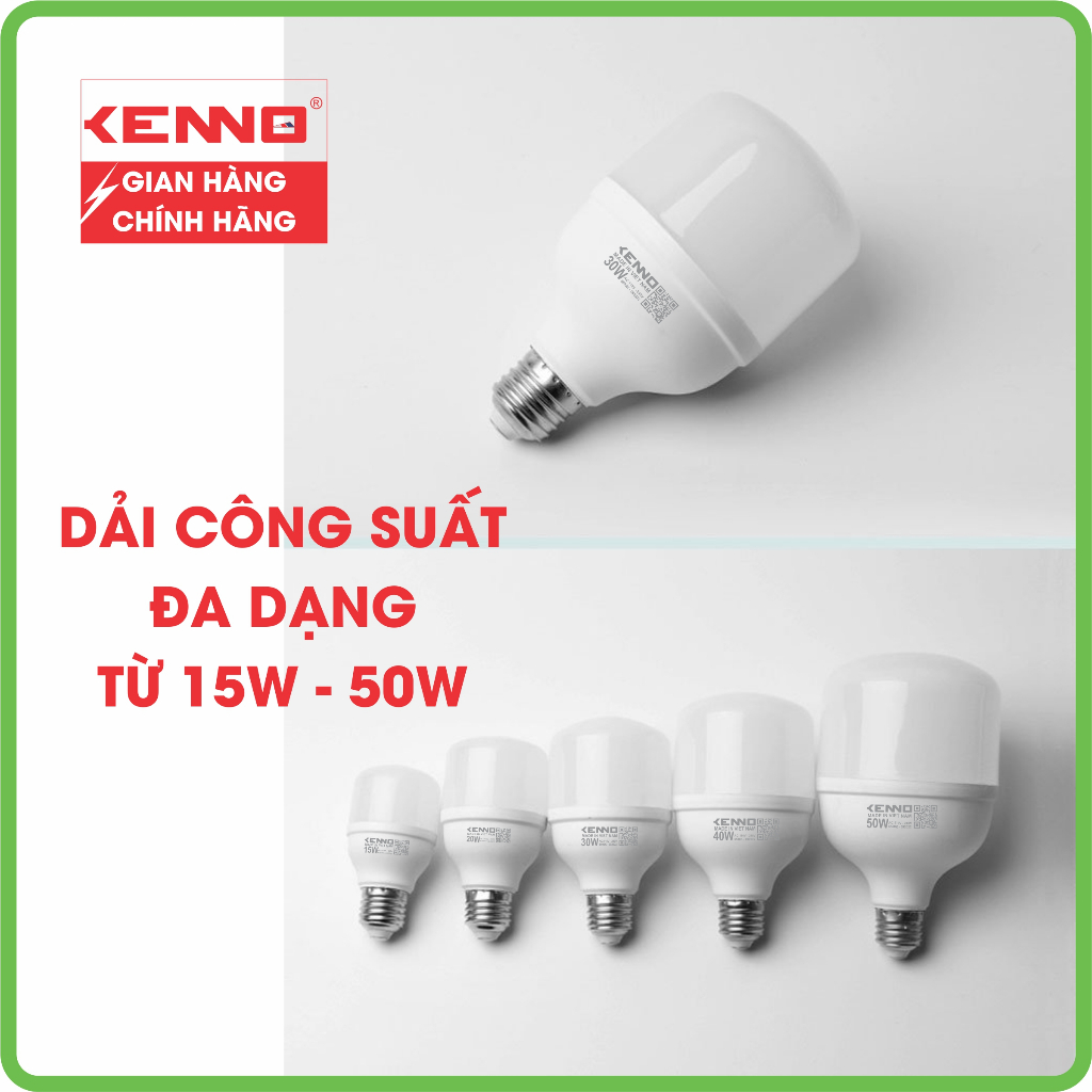 Đèn led bulb trụ nhôm kín nước Kenno tiết kiệm điện siêu sáng chống nước ngoài trời từ 15W đến 50W