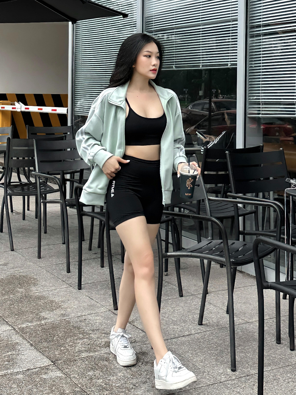 Ảnh Áo khoác thể thao Fitme Distinction 2 sọc nam nữ thun poly dày dặn đứng form - AJK2S 2