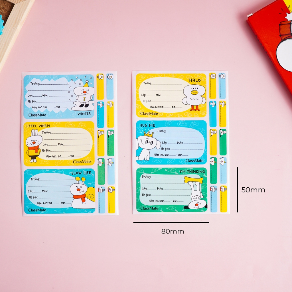 Nhãn Vở Có Keo Dán Sẵn CLASSMATE Halo Chất Liệu Giấy Bóng Nổi Bật, Bám Dính Tốt 15 Cái/Túi CL-NT229