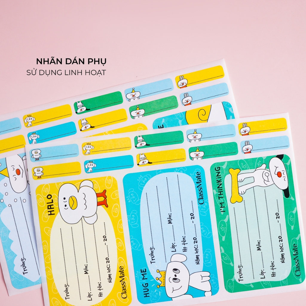 Nhãn Vở Có Keo Dán Sẵn CLASSMATE Halo Chất Liệu Giấy Bóng Nổi Bật, Bám Dính Tốt 15 Cái/Túi CL-NT229