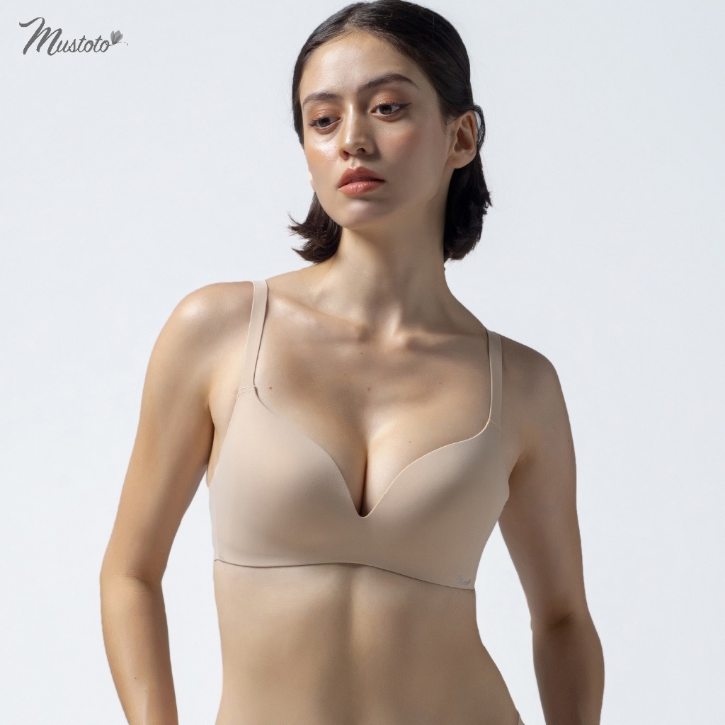 Áo Lót Nữ Tàng Hình Không Gọng Bonding Mút Siêu Mỏng Thoáng Khí Co Giãn Bốn Chiều Mustoto MA67 spe