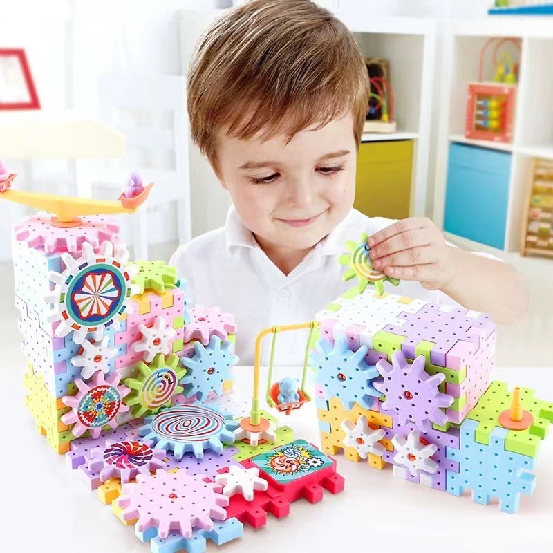Bộ Đồ Chơi Lắp Ráp Bánh Răng Chuyển Động 83 Chi Tiết, Đồ Chơi Lắp Ghép Sáng Tạo Có Động Cơ Cho Bé