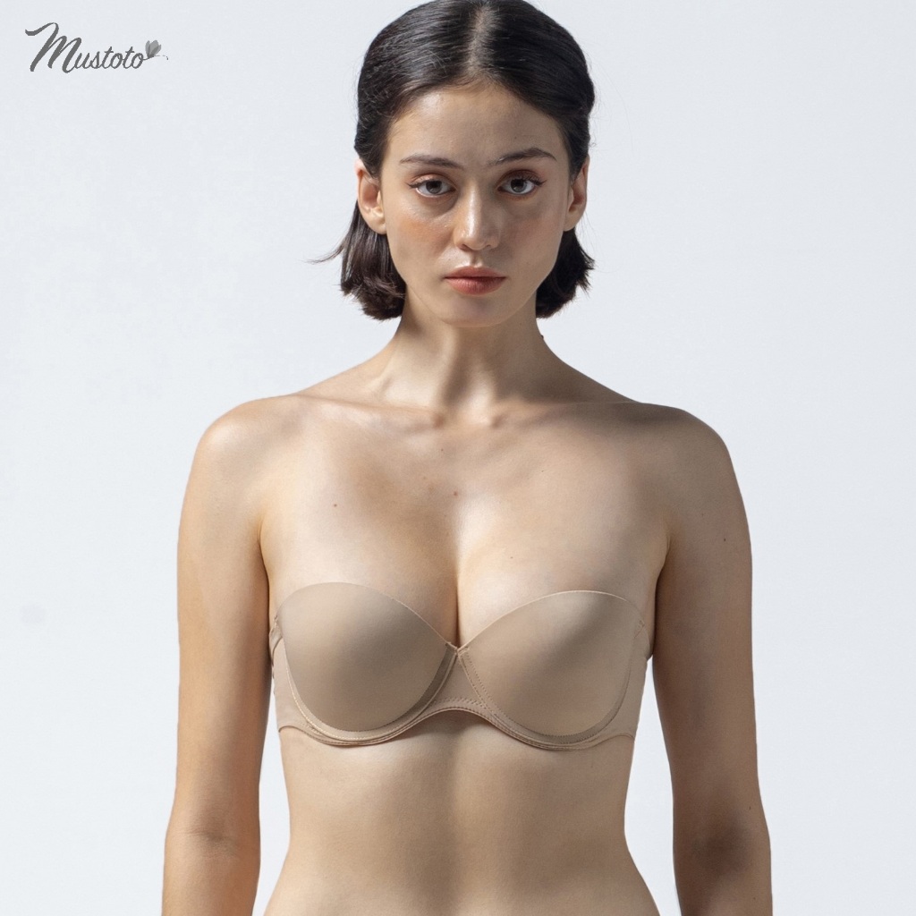 Áo Lót Nữ Mút Mỏng 1cm Có Gọng Mềm Không Tụt Nâng Ngực Trơn Multiway Mustoto MA45