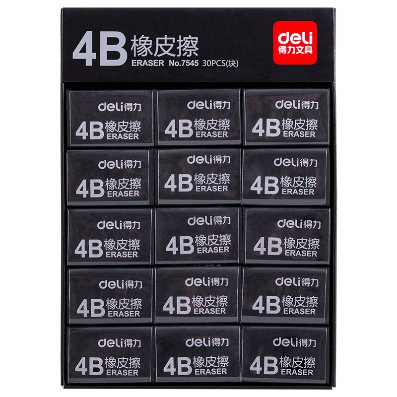 Hộp 30 Cục Gôm Tẩy Bút Chì 4B Deli - Tẩy Sạch Sẽ, Ít Vụn, Không Mòn Giấy