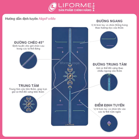 Thảm tập yoga Liforme Cosmic Moon - Dusk Blue