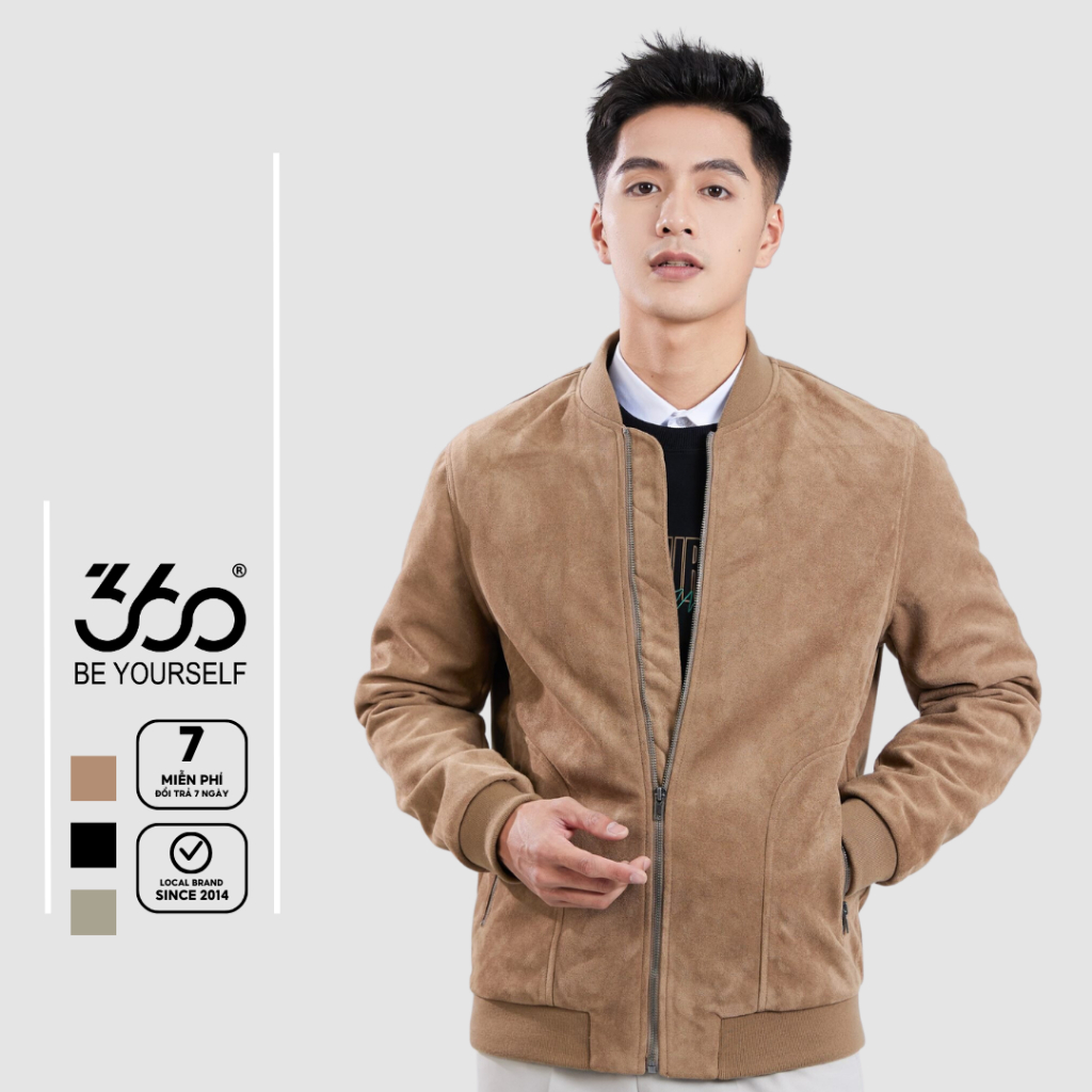 Áo Khoác da lộn Nam thương hiệu 360 Boutique kiểu dáng trẻ trung thời thượng – ADLTK402