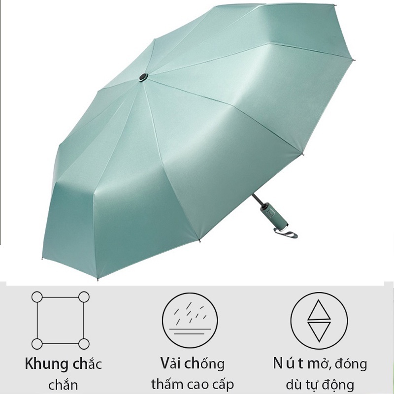 Dù che mưa gấp gọn 2 lớp mở tự động, Dù đi mưa chống tia UV