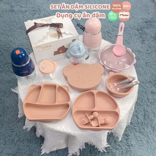 Set ăn dặm silicon cao cấp có đế hít chống đổ