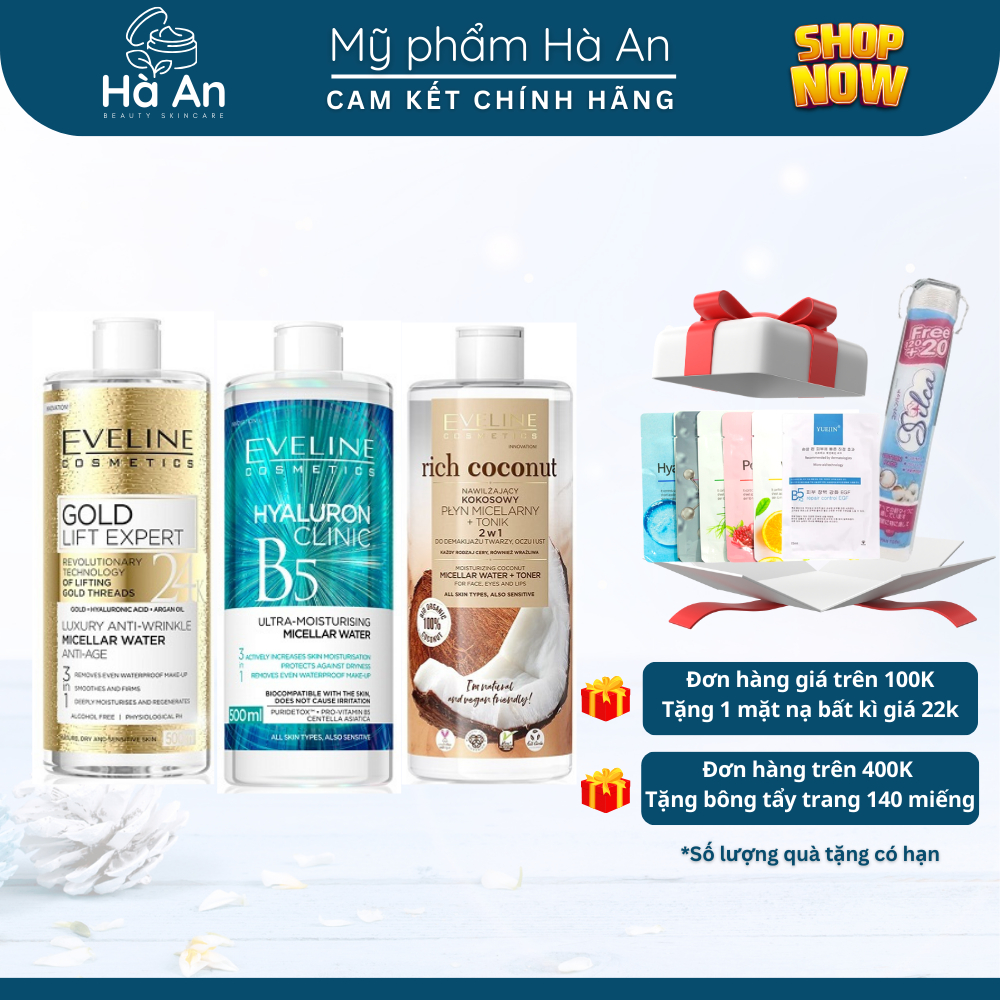 Nước Tẩy Trang Eveline 500ml Gold Lift Experthyaluron Clinic B5rich Coconut Shopee Việt Nam 