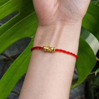 Vòng Tay Chỉ Đỏ Mix Tỳ Hưu Phong Thủy May Mắn - Charm Xi Sắt Mạ (Không Bạc) - Mộc Trầm Hương MTH