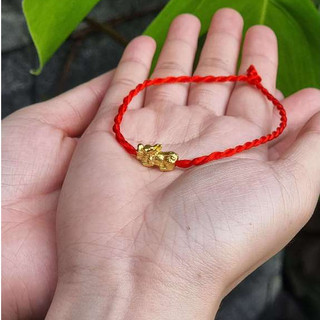 Vòng Tay Chỉ Đỏ Mix Tỳ Hưu Phong Thủy May Mắn - Charm Xi Sắt Mạ (Không Bạc) - Mộc Trầm Hương MTH