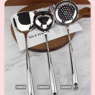 Dụng cụ nấu ăn Chokmen [C18] inox 316NDT, muôi canh cán dài, muôi lẩu, xẻng lật đồ ăn chắc khoẻ