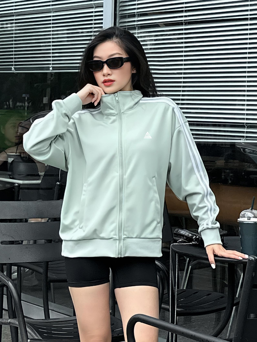 Ảnh Áo khoác thể thao Fitme Distinction 2 sọc nam nữ thun poly dày dặn đứng form - AJK2S 3