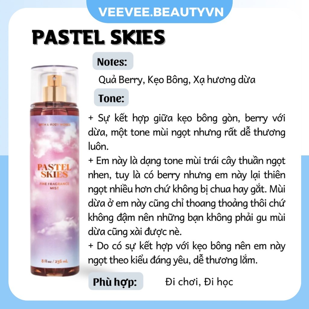 bodymist Xịt thơm toàn thân Pastel Skies 236ml Cá tính, năng động