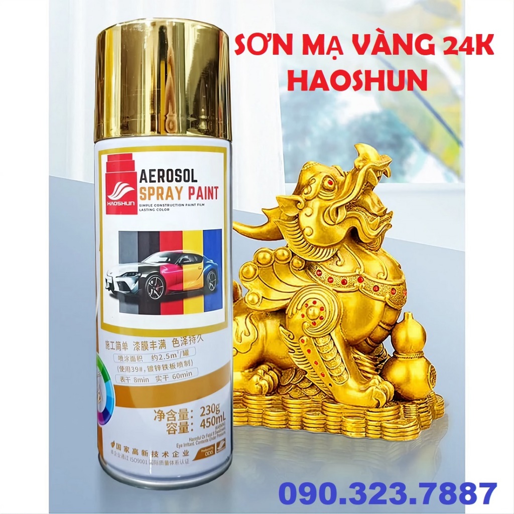 Sơn Xịt Mạ Vàng Ô Tô, Xe Máy, Nội Thất Sang Trọng HAOSHUN Aerosol Spray