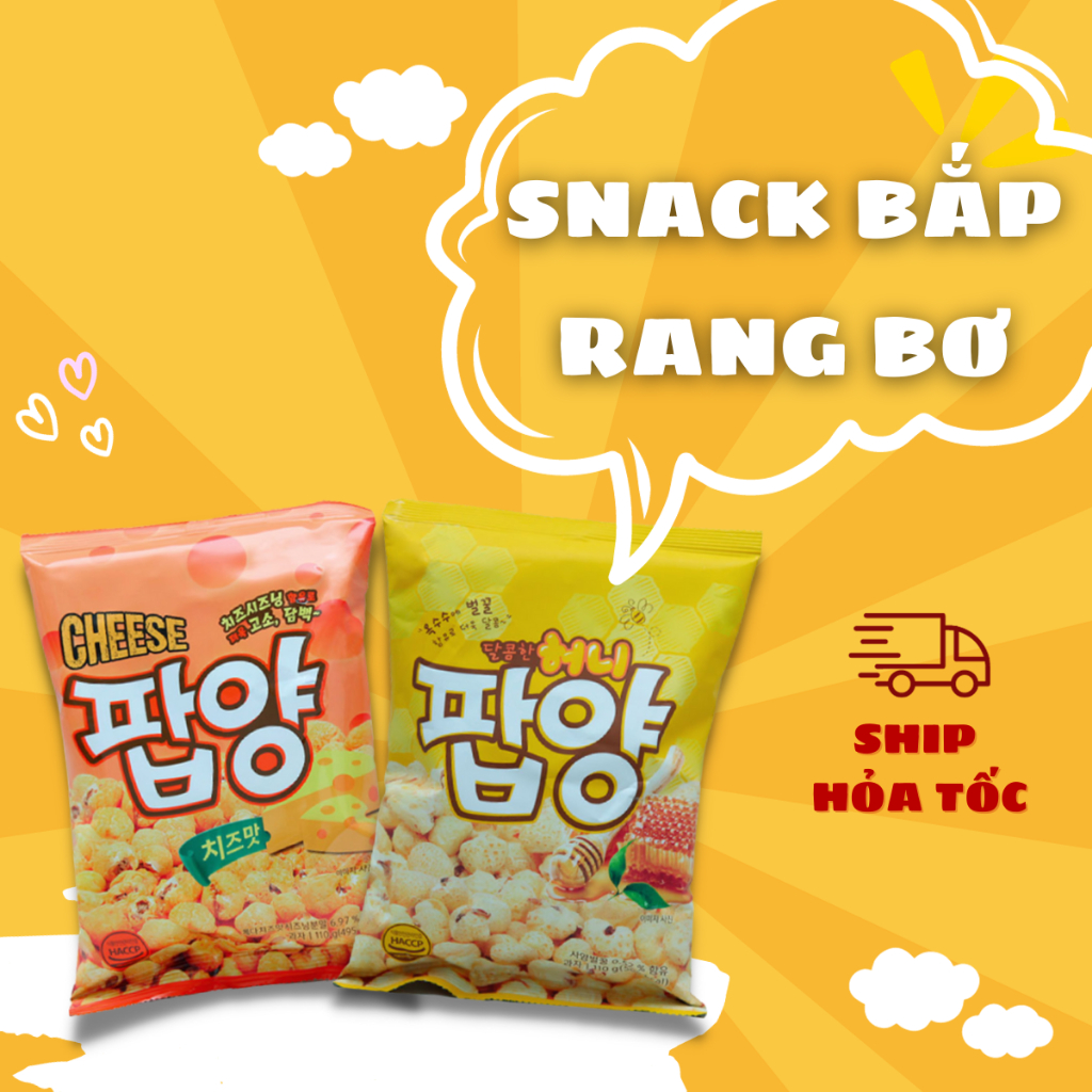 Bỏng ngô Hàn Quốc, snack bắp rang bơ phô mai/mật ong (Gói 110g ...