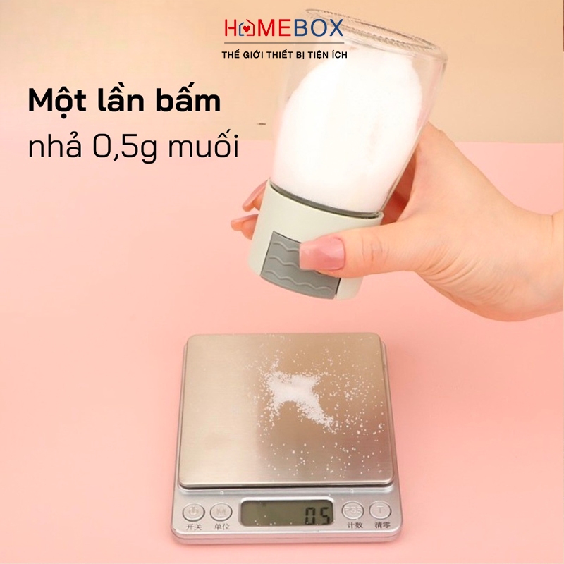 COMBO 5 Lọ Đựng Gia Vị Thủy Tinh Có Nút Bấm Chống Ẩm Dễ Dùng Cho Bếp Gọn Gàng, Hộp Đựng Gia Vị 180ml