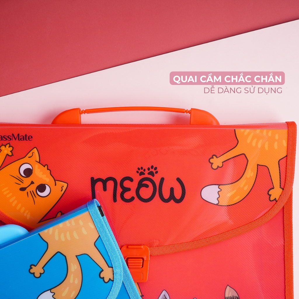 Cặp học thêm 2 ngăn CLASSMATE Thiết Kế Meow Dễ Thương, Chất Liệu Nhựa Nguyên Sinh An Toàn CL-SB310 (34,5 x 24 x 10cm)