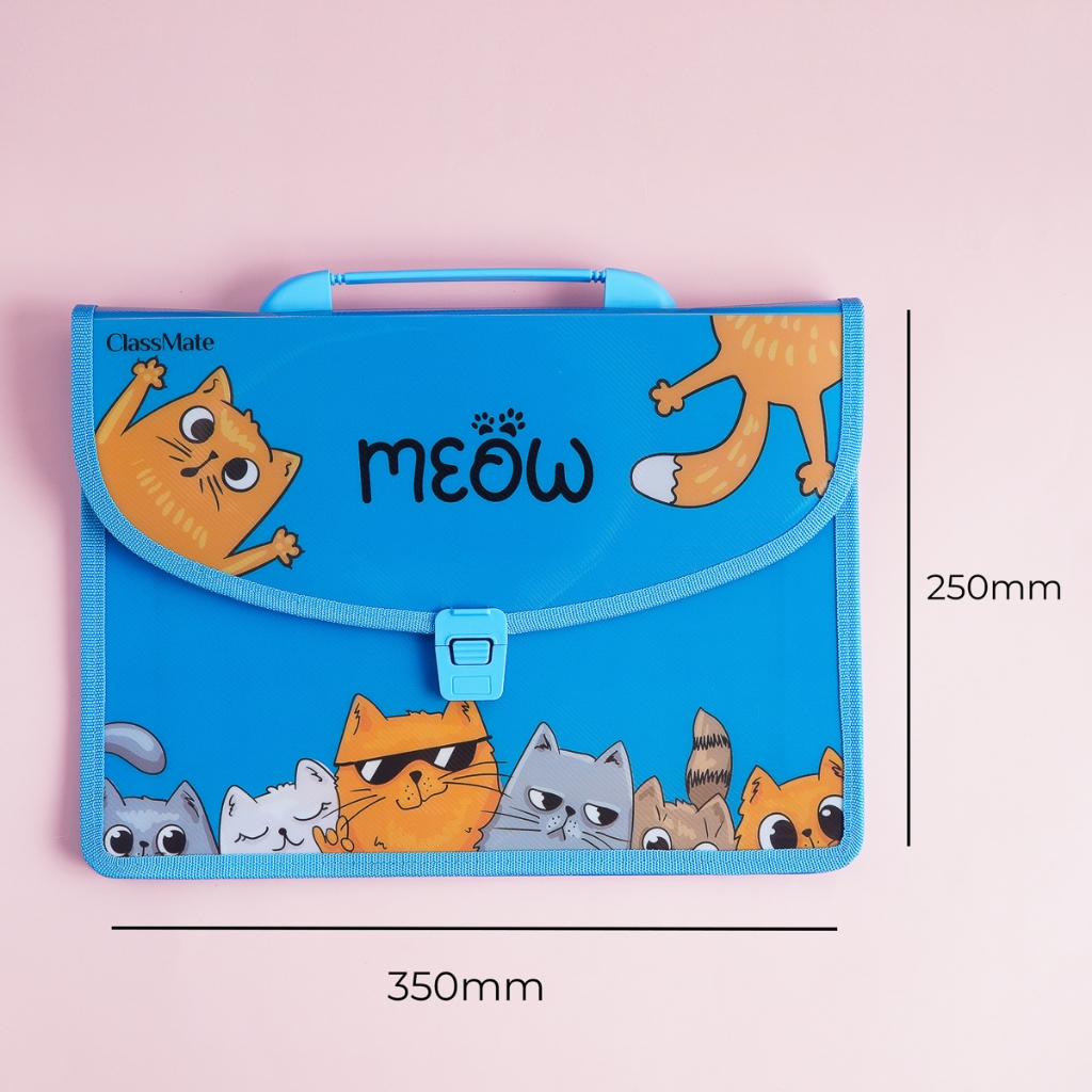 Cặp học thêm 2 ngăn CLASSMATE Thiết Kế Meow Dễ Thương, Chất Liệu Nhựa Nguyên Sinh An Toàn CL-SB310 (34,5 x 24 x 10cm)