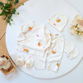 Bộ sơ sinh bé gái cúc chéo Bunny chất đẹp bao gồm nón vớ