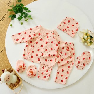 Bộ sơ sinh bé gái cúc chéo Bunny chất đẹp bao gồm nón vớ