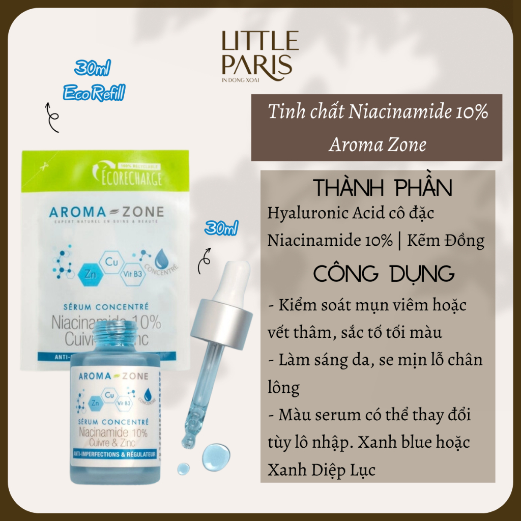 Tinh Chất Aroma Zone Serum Niacinamide 10 + Zinc Vitamin B3 30ml