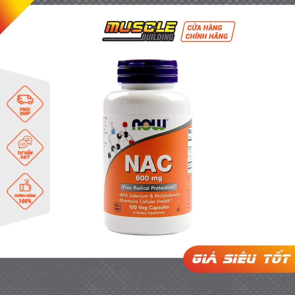 Now Nac 600mg - Viên Nac Giải Độc Gan Mát Gan Detox Body Now Nac - Hoa 