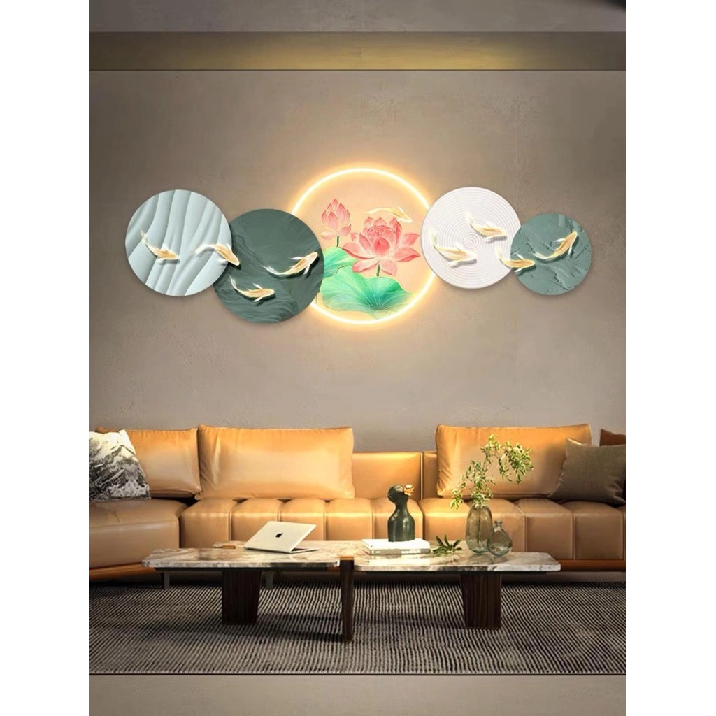 Tranh Cắt 3D LED Phong Thuỷ Hoa Sen Cửu Ngư Cá Chép 