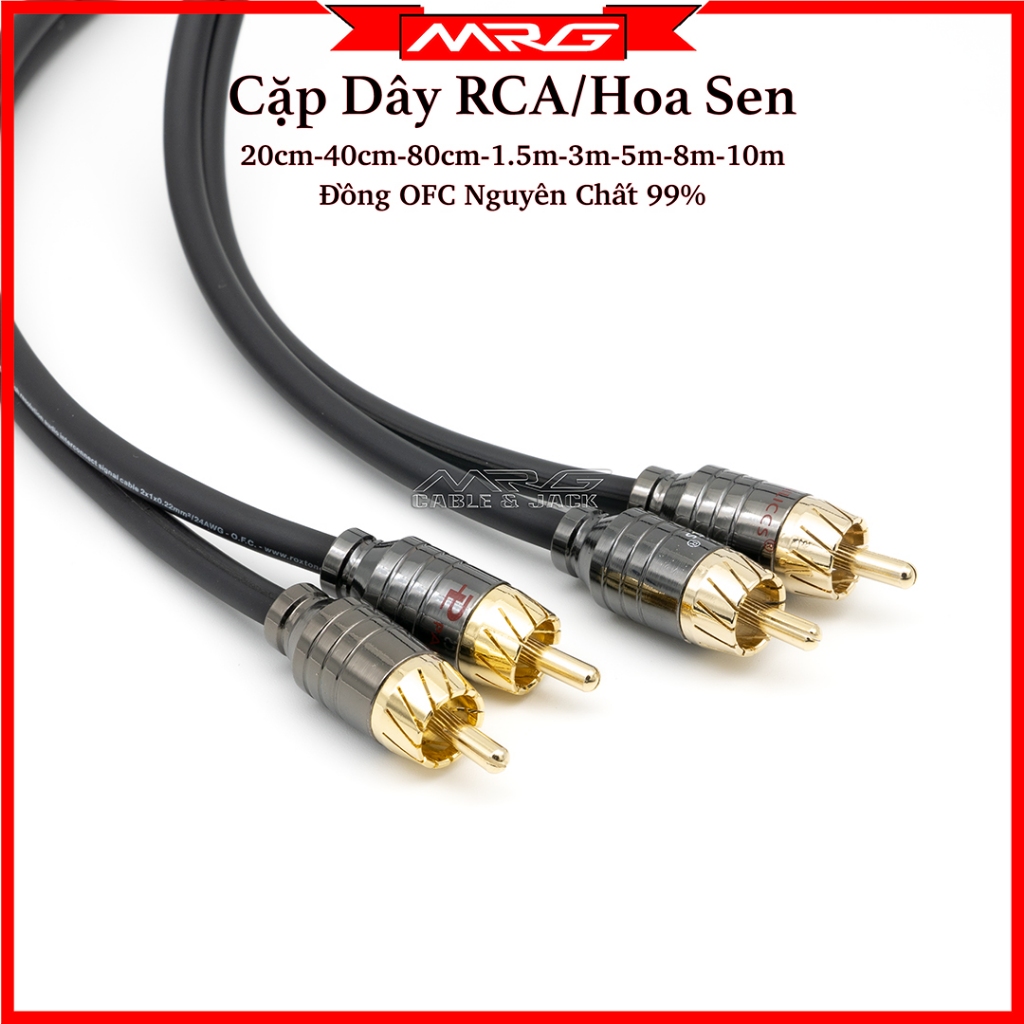 Cặp Dây Jack RCA Hoa Sen Lõi Đồng, dài 20cm 40cm 80cm 1.5m 3m (RCA ...