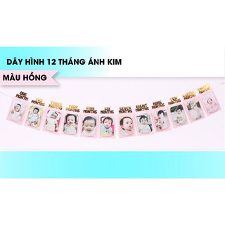 Dây treo ảnh 12 tháng trang trí sinh nhật kèm ảnh in 12 tháng Yến Nhi Shop