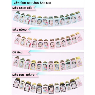 Dây treo ảnh 12 tháng trang trí sinh nhật kèm ảnh in 12 tháng Yến Nhi Shop