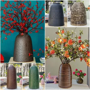 Bình Hoa Dáng Chuông Đại Gốm Mộc Bát Tràng Cao 30cm GomDecorTSC