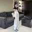 Quần thô, quần Jeans Nữ màu trắng, chất dầy dặn, quần cạp cao ống thắng phong cách trẻ trung.