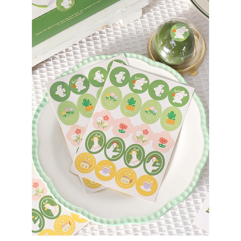 Tem dán trang trí hộp bánh oval xanh | Shopee Việt Nam