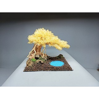 Tiểu cảnh Cây Đa Bên Hồ nước ( Cây Gỗ Lũa Bonsai kết hợp dòng suối) dành cho bể cá cảnh, bể cá thủy sinh