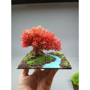 Tiểu cảnh bonsai " Cây Bên Suối" cho bể cá cảnh mini , Có chân đế setup sẵn .