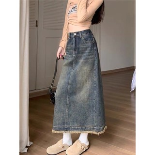 Chân váy jeans dáng dài rách xẻ tà sau phong cách Hàn - 247store - CVtuarua8330_P13K2