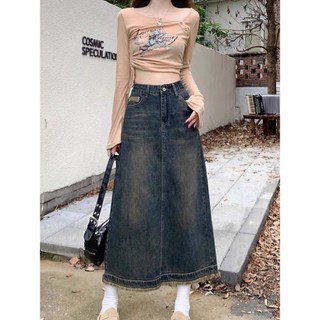 Chân váy jeans dáng dài rách xẻ tà sau phong cách Hàn - 247store - CVtuarua8330_P13K2