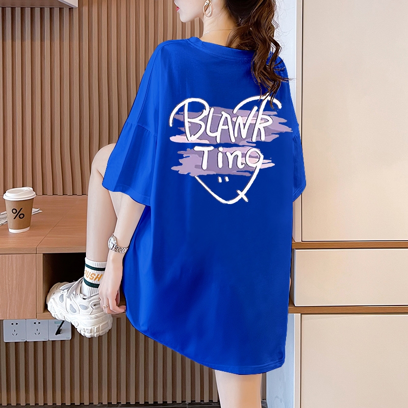 Áo thun nữ HappyFamily - Mẫu  tay lở in chữ BLANK TING chất cotton 100 Cao Cấp