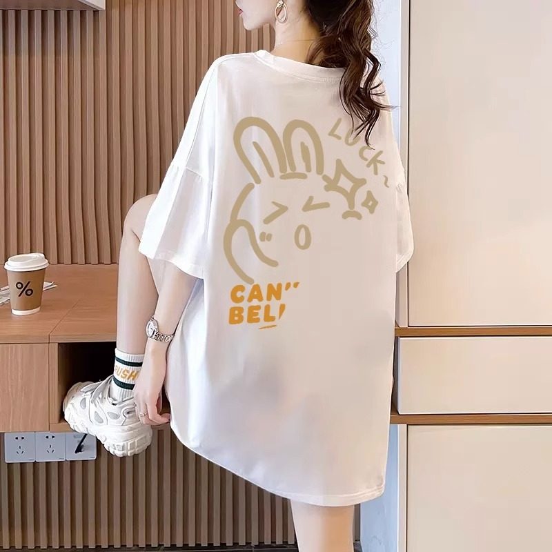 Áo thun nữ HappyFamily - Mẫu  tay lở in họa tiết chú thỏ đáng yêu Cant Believe chất cotton 100 Cao Cấp