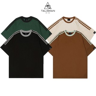 Áo Thun Phối 3 Sọc TalismanVN, Áo Thun Sọc Trơn, Áo Phối Sọc Vai, Áo Phông Basic Nam Nữ Fullsize