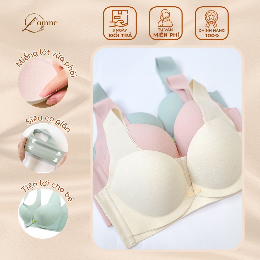 Áo lót A19 không gọng chất liệu su đúc, nâng đỡ ngực tốt, nút cài tiện lợi cho bé tuti by LAMME spe