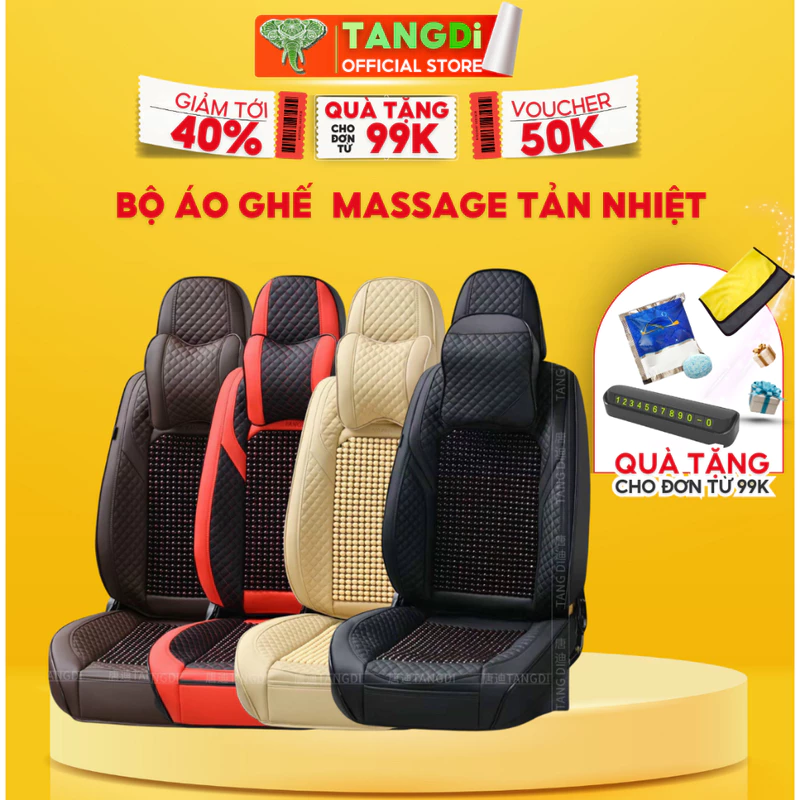 A12 Bộ áo ghế, bọc ghế ô tô hạt gỗ TANGDi full xe hàng trước + hàng sau , massage tản nhiệt Mã 209 — ảnh 1