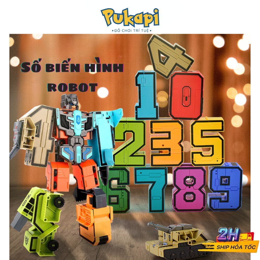 Đồ Chơi Robot Biến Hình, Lắp Ráp Biến Hình Con Số Từ 0-9 Cho Bé PUKAPI