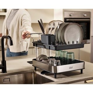 Kệ úp chén bát 2 tầng Joseph Joseph Excel Steel (Grey) 851647 , Kệ đựng đồ nhà bếp có giá đỡ ly GermanySnT HCM 450215